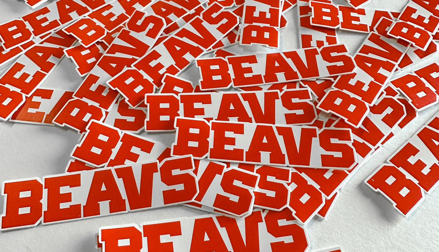 Orange Die Cut BEAVS Sticker